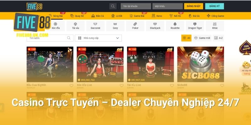 Casino Trực Tuyến Tại Five88 – Dealer Chuyên Nghiệp 24/7